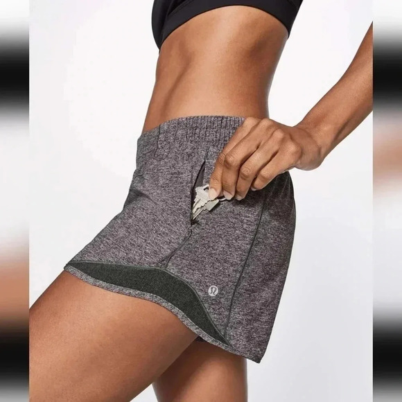 Lululemon Hotty Hot Short II *Long 4"Heather Lux Multi Black / Heathered Black - Picture 5 of 9